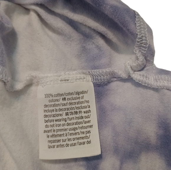 VICTORIAS SECRET PINK Campus Logo Baseball Tee Periwinkle Tie Dye Size Medium - Picture 11 of 11